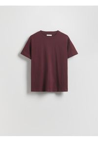 Reserved - Bawełniany t-shirt regular - bordowy. Kolor: czerwony. Materiał: bawełna