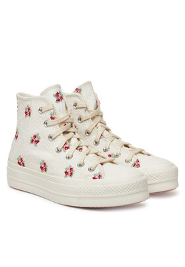 Converse Trampki Chuck Taylor All Star Lift Platform Rose Cross Stitch A13659C Biały. Kolor: biały. Materiał: materiał. Obcas: na platformie