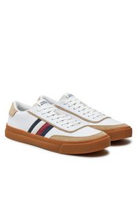 TOMMY HILFIGER - Tommy Hilfiger Sneakersy Th Cupset 1A2 Lth Mix FM0FM05118 Biały. Kolor: biały. Materiał: skóra #2