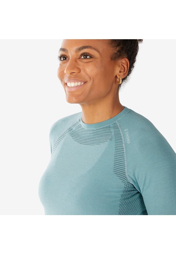 SIMOND - Podkoszulka bezszwowa damska Simond Alpinism wełna. Kolor: niebieski. Materiał: wełna, materiał, poliamid. Sport: turystyka piesza