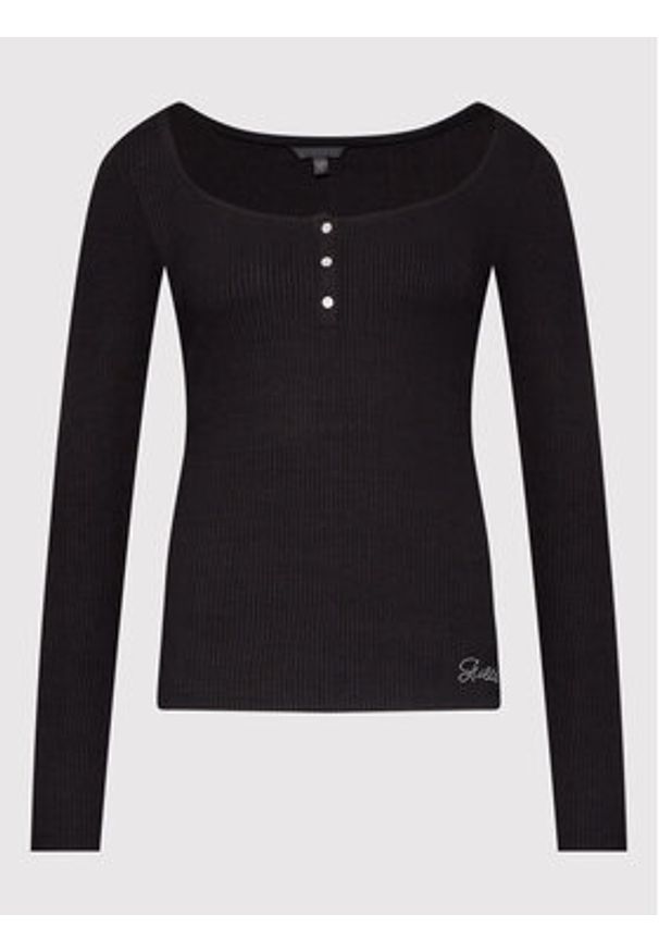 Guess Bluzka W2YP46 KBCO2 Czarny Slim Fit. Kolor: czarny. Materiał: wiskoza