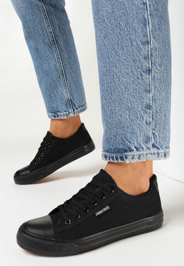 Born2be - Czarne Trampki przed Kostkę Uptulle. Wysokość cholewki: przed kostkę. Kolor: czarny. Styl: elegancki