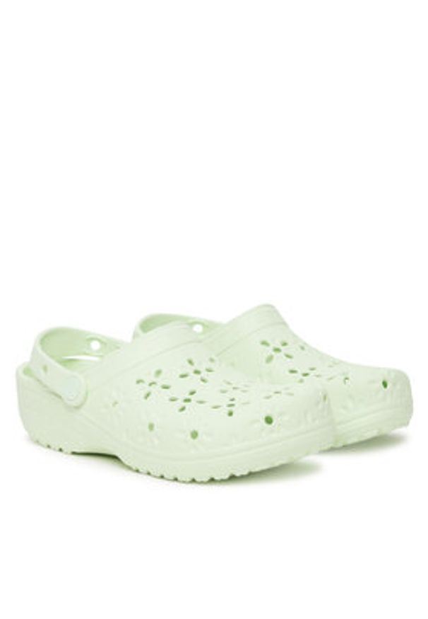 Crocs Klapki Classic Floral Cut-Out Clog 210927 Zielony. Kolor: zielony