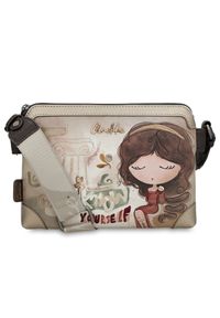 Torebka damska Anekke, listonoszka na ramię z regulowanym paskiem i 2 komorami, beżowa, 42703-160. Kolor: beżowy. Wzór: aplikacja. Materiał: zdobione. Styl: casual. Rodzaj torebki: na ramię #2