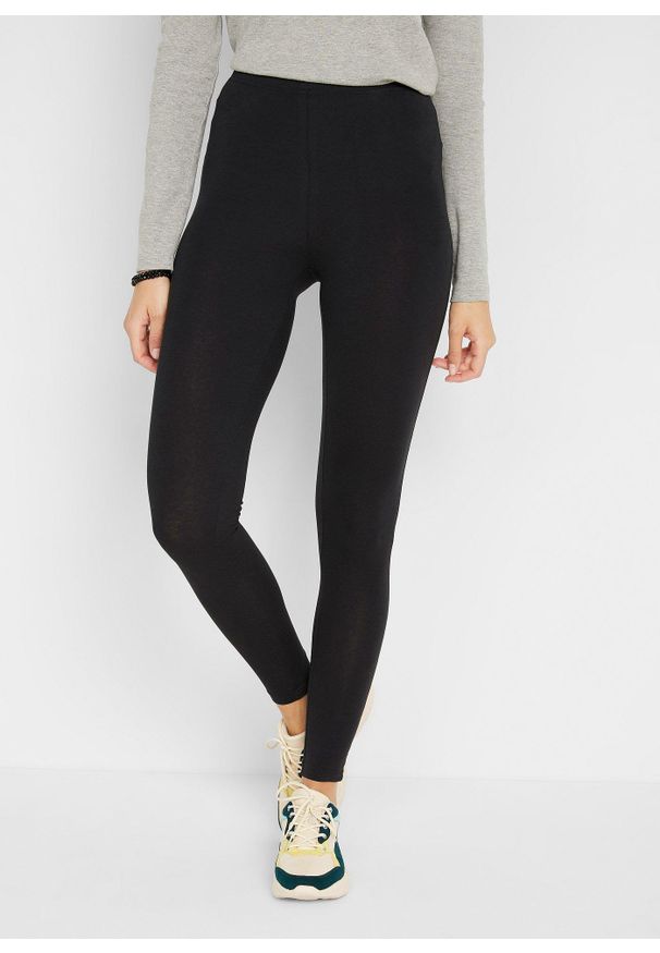 bonprix - Legginsy (2 pary). Kolor: czarny. Materiał: guma, bawełna