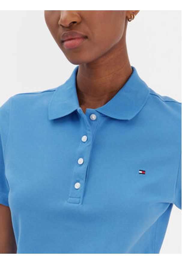 TOMMY HILFIGER - Tommy Hilfiger Polo 1985 WW0WW43225 Niebieski Slim Fit. Typ kołnierza: polo. Kolor: niebieski. Materiał: bawełna