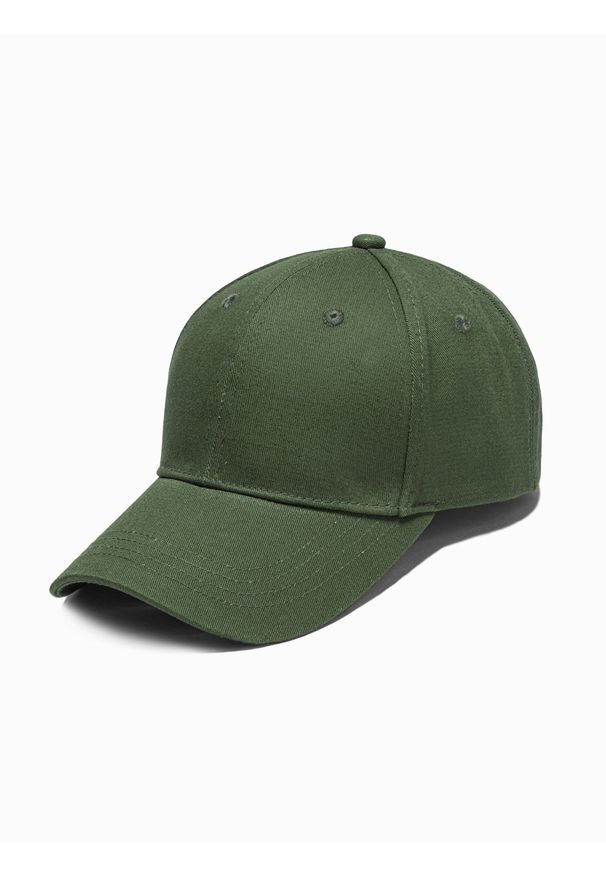 Ombre Clothing - Czapka męska z daszkiem - zielona V5 H086 - uniwersalny. Kolor: zielony. Materiał: bawełna. Styl: klasyczny