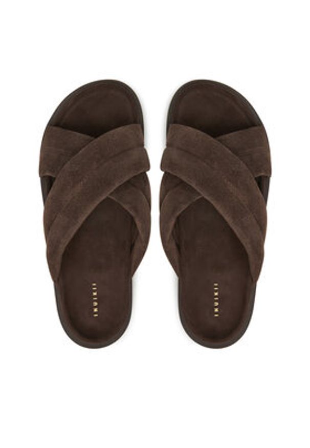 Inuikii Klapki Suede Crossed 50102-500 Brązowy. Kolor: brązowy. Materiał: zamsz, skóra