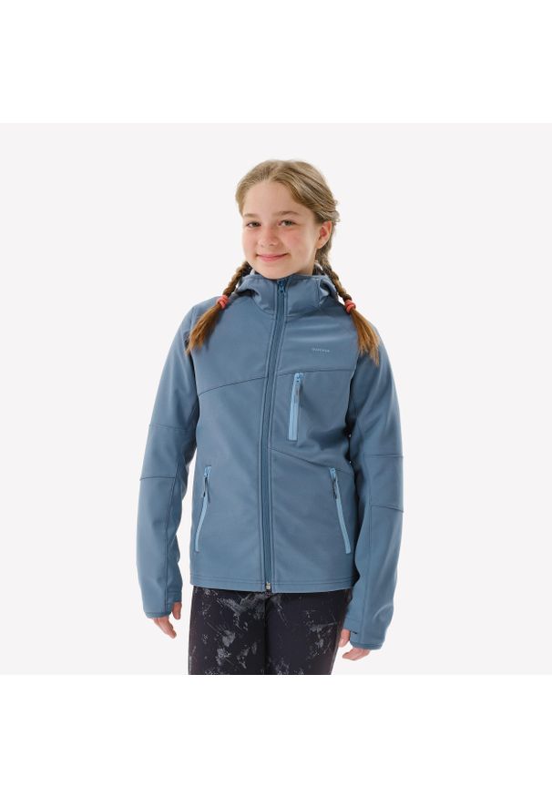 quechua - Kurtka softshell turystyczna dla dzieci MH900. Kolor: wielokolorowy, niebieski, szary. Materiał: materiał, poliester, elastan. Sezon: lato