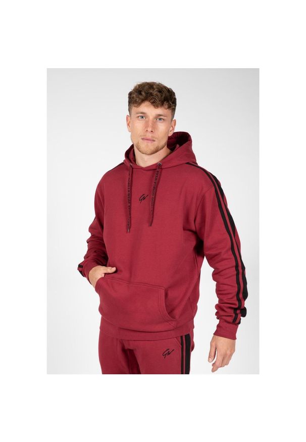GORILLA WEAR - Bluza fitness męska Gorilla Wear Banks Oversized Hoodie z kapturem. Typ kołnierza: kaptur. Kolor: czerwony, wielokolorowy, czarny. Sport: fitness