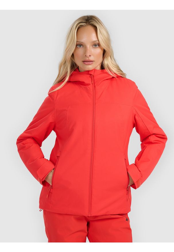 4f - 4F Kurtka narciarska membrana 5000 damska - czerwona M. Okazja: na co dzień. Typ kołnierza: kaptur. Kolor: czerwony. Materiał: dzianina, tkanina, syntetyk, materiał, poliester. Sezon: zima. Styl: casual, klasyczny, sportowy
