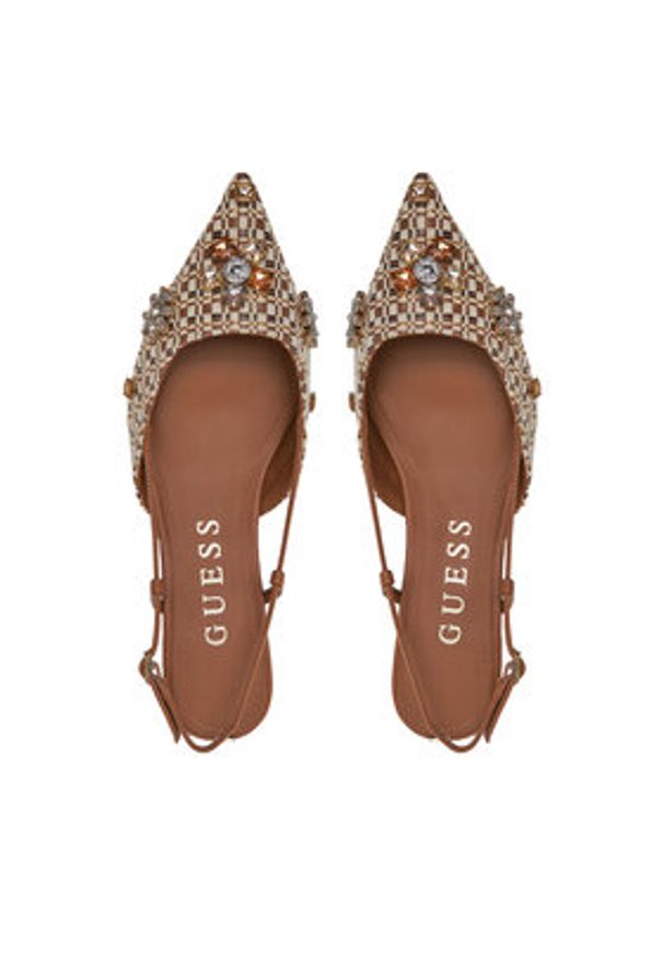 Guess Sandały FLPJSN FAB03 Brązowy. Kolor: brązowy. Materiał: skóra