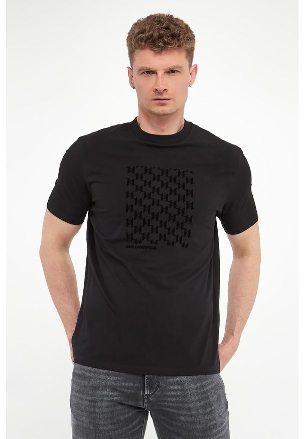 Karl Lagerfeld - T-shirt męski z haftem KARL LAGERFELD. Wzór: haft