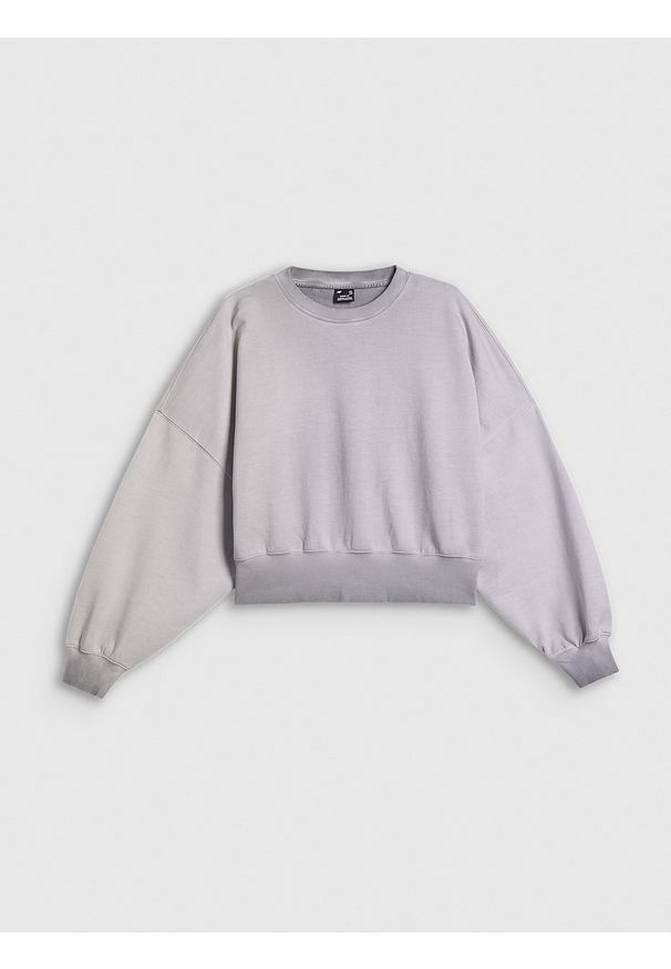 4f - 4F Bluza dresowa loose bez kaptura damska - szara M. Okazja: na co dzień. Typ kołnierza: bez kaptura. Kolor: szary. Materiał: dresówka. Styl: klasyczny, casual