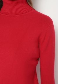 Born2be - Czerwony Sweter z Golfem z Domieszką Kaszmiru i Wiskozy Zaisma. Okazja: na co dzień. Typ kołnierza: golf. Kolor: czerwony. Materiał: wiskoza, kaszmir. Długość rękawa: długi rękaw. Długość: długie. Styl: casual, elegancki #4