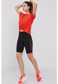 DKNY - Dkny Szorty damskie kolor czarny z nadrukiem high waist. Stan: podwyższony. Kolor: czarny. Materiał: dzianina. Wzór: nadruk #4