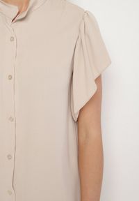 Born2be - Beżowa Sukienka Koszulowa z Guzikami i Falbankami Tenalena. Okazja: na co dzień. Typ kołnierza: kołnierz z falbankami. Kolor: beżowy. Typ sukienki: koszulowe. Styl: elegancki, casual, sportowy #5