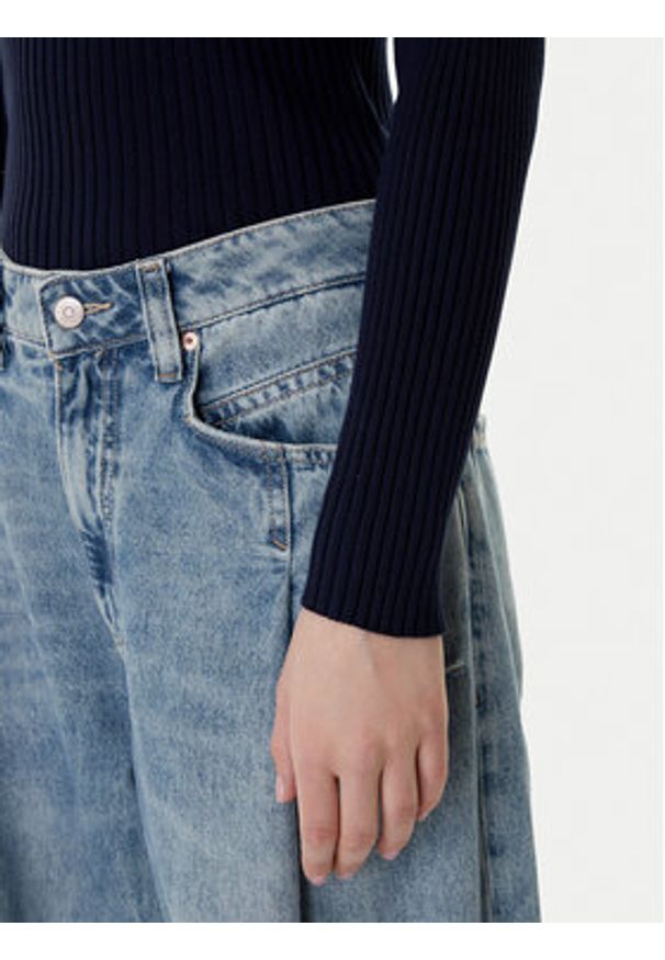 Tommy Jeans Sweter DW0DW22036 Granatowy Slim Fit. Kolor: niebieski. Materiał: syntetyk