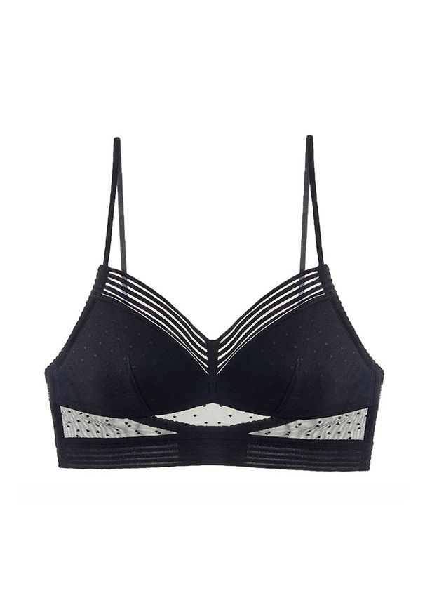 Intica - Stanik z dekoltem na plecach do codziennych stylizacji Neasa. Kolor: czarny. Materiał: materiał, skóra