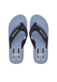 TOMMY HILFIGER - Tommy Hilfiger Japonki Hilfiger H Padded Beach Sandal FM0FM05536 Granatowy. Kolor: niebieski. Materiał: materiał