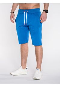 Ombre Clothing - Krótkie spodenki męskie dresowe P512 - niebieskie - S. Kolor: niebieski. Materiał: dresówka. Długość: krótkie