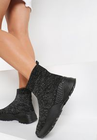 Renee - Czarne Sneakersy Gilmerton. Wysokość cholewki: za kostkę. Kolor: czarny. Materiał: materiał, guma. Szerokość cholewki: normalna. Wzór: melanż, aplikacja #5