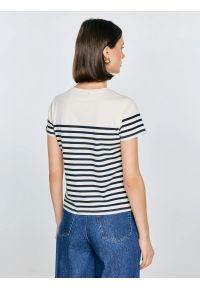 Big-Star - Koszulka damska w paski granatowo-beżowa Norisa 403. Okazja: na co dzień. Kolor: niebieski. Materiał: dzianina, jeans, materiał. Wzór: paski. Styl: casual #4