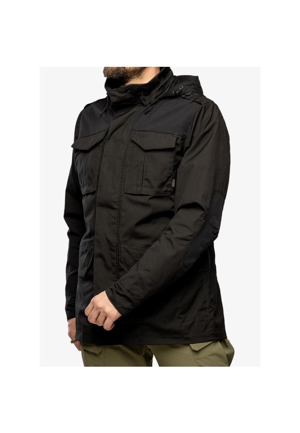 Kurtka bushcraft męska Helikon-Tex Covert M-65 Jacket. Kolor: czarny. Materiał: poliester, bawełna, elastan. Sport: turystyka piesza