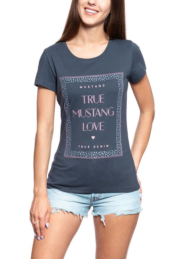 Mustang - MUSTANG T SHIRT DAMSKI Alexia C Print Blue Nights 1008973 4085. Wzór: nadruk
