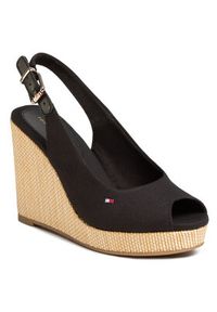 TOMMY HILFIGER - Tommy Hilfiger Espadryle Iconic Elena Sling Back Wedge FW0FW04789 Czarny. Kolor: czarny. Materiał: materiał #3