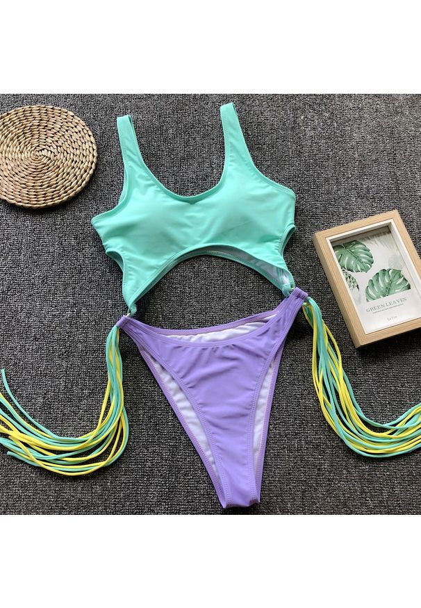 Intica - Strój kąpielowy z wycięciami i frędzlami na plażę i basen Helfriede. Kolor: wielokolorowy. Materiał: tkanina, materiał