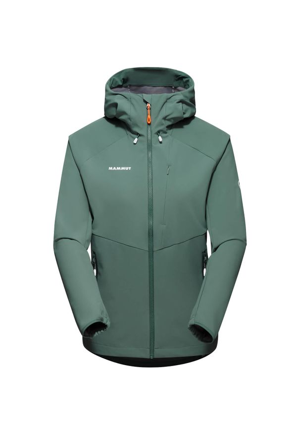 Kurtka trekkingowa damska Mammut Ultimate Comfort. Typ kołnierza: kaptur. Kolor: zielony. Materiał: syntetyk. Sport: turystyka piesza
