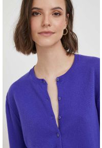 United Colors of Benetton kardigan wełniany kolor fioletowy lekki. Kolor: fioletowy. Materiał: wełna. Wzór: gładki #3