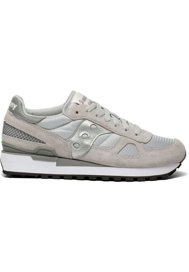 Trenerzy damscy Saucony shadow original. Okazja: na co dzień. Zapięcie: sznurówki. Kolor: szary. Materiał: tkanina, guma, materiał, syntetyk. Szerokość cholewki: normalna. Sport: turystyka piesza, fitness