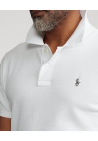 Ralph Lauren - RALPH LAUREN - Biała koszulka polo The Lux Knit Custom Fit. Typ kołnierza: polo. Kolor: biały. Materiał: bawełna. Długość: długie. Wzór: haft #4
