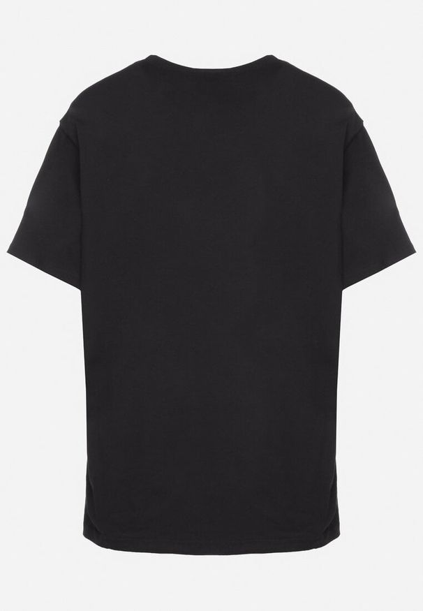 Born2be - Czarny T-shirt z Ozdobnym Nadrukiem z Brokatem Tenesia. Okazja: na co dzień. Kolor: czarny. Materiał: materiał, jeans. Wzór: nadruk. Styl: klasyczny, elegancki, casual