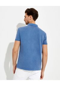 Ralph Lauren - RALPH LAUREN - Niebieska koszulka polo Custom Slim Fit Mesh. Typ kołnierza: polo. Kolor: niebieski. Materiał: mesh. Wzór: haft #6