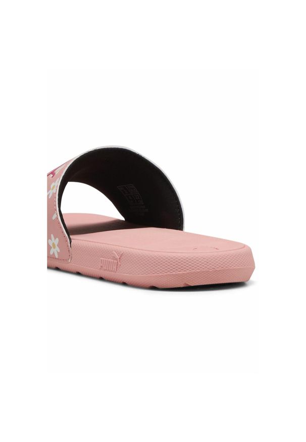 Puma - Młodzieżowe klapki Cool Cat 2.0 Daisies PUMA Pink Fruit White Almost Apricot. Kolor: pomarańczowy, biały, wielokolorowy, różowy. Wzór: nadruk. Styl: młodzieżowy