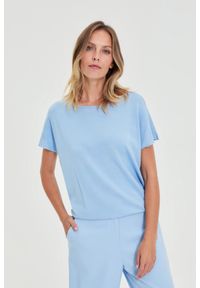 MOODO - Cienki sweter błękitny. Kolor: niebieski. Materiał: wiskoza, poliamid #1