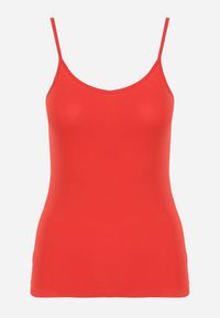 Born2be - Czerwony Tank Top z Bawełny na Cienkich Ramiączkach z Regulacją Dimhina. Okazja: na co dzień. Kolor: czerwony. Materiał: bawełna. Długość rękawa: na ramiączkach. Styl: casual, klasyczny #7