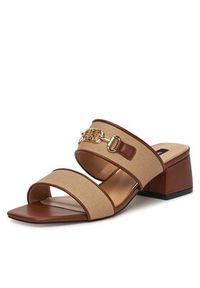 Nine West Klapki 2560-01 Beżowy. Kolor: beżowy. Materiał: materiał, syntetyk, skóra #7