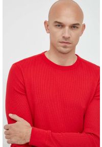 GAP longsleeve męski kolor czerwony gładki. Kolor: czerwony. Długość rękawa: długi rękaw. Wzór: gładki #2