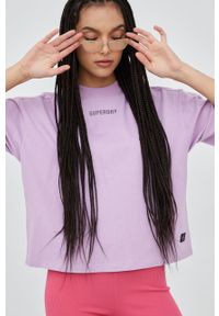 Superdry t-shirt bawełniany kolor fioletowy. Kolor: fioletowy. Materiał: bawełna. Wzór: nadruk #4