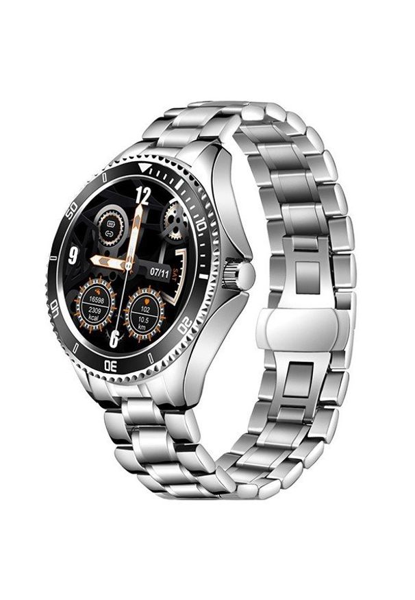 GARETT - Smartwatch Garett Men 4S srebrno-czarny, stalowy. Rodzaj zegarka: smartwatch. Kolor: czarny, szary, srebrny, wielokolorowy. Styl: sportowy, wakacyjny, elegancki