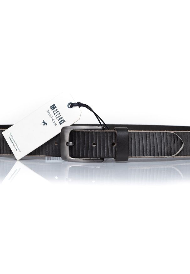 Mustang - MUSTANG PASEK SKÓRZANY 35 mm SOPO-MUS068. Materiał: skóra. Wzór: paski. Styl: klasyczny