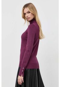 Guess sweter damski kolor fioletowy lekki z golfem. Typ kołnierza: golf. Kolor: fioletowy. Materiał: dzianina. Wzór: gładki #4