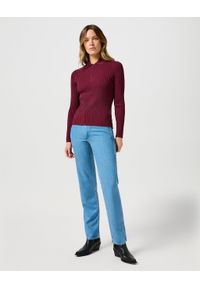 Wrangler - DAMSKI SWETER WRANGLER RIB KNIT POLO PLUM CASPIA 112356484. Typ kołnierza: polo #3