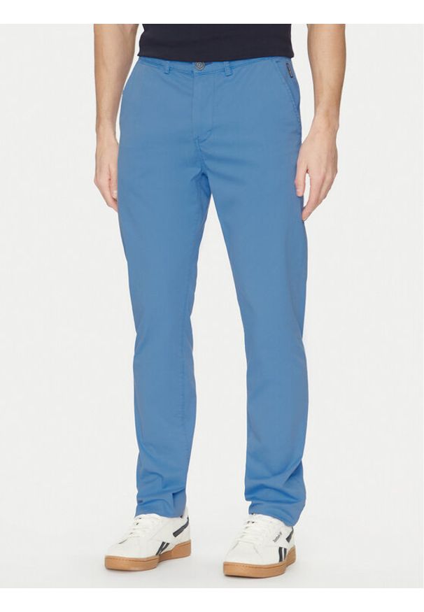 Napapijri Chinosy M-Puyo NP0A4H98 Niebieski Slim Fit. Kolor: niebieski. Materiał: bawełna