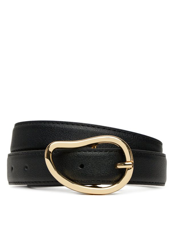 Pieces Pasek Damski Pcsigne Jeans Belt 17156585 Czarny. Kolor: czarny. Materiał: skóra