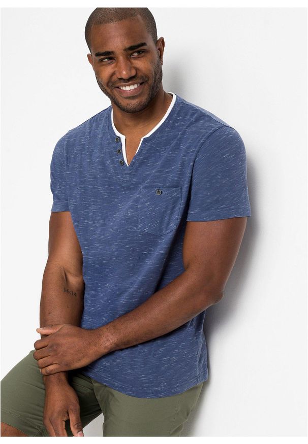 bonprix - T-shirt 2 w 1, krótki rękaw. Kolor: niebieski. Długość rękawa: krótki rękaw. Długość: krótkie